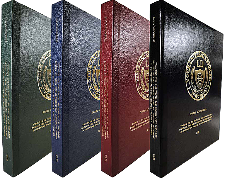 Quatro capas duras com brasão dourado, nas cores verde, azul, vinho e preta